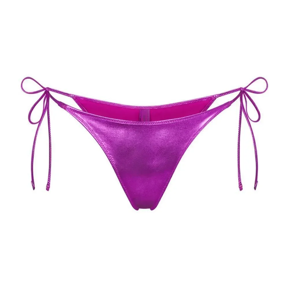 SKIMS Metallic Swim Skimpy Tie Bikini Bottom Dragon Fruit NWT Size 3X